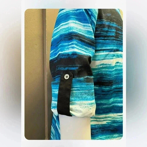 Calvin Klein Button  Down Striped Hi Lo Blouse Size Small - Picture 5 of 10